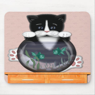 Katze und Fishbowl Mousepad