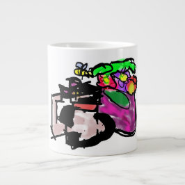 Katze und Frühlingsblumen Jumbo-Tasse