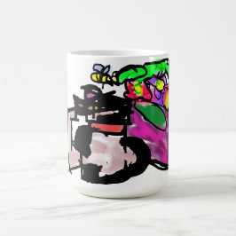 Katze und Frühlingsblumen Kaffeetasse
