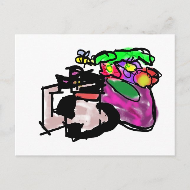 Katze und Frühlingsblumen  Postkarte (Vorderseite)