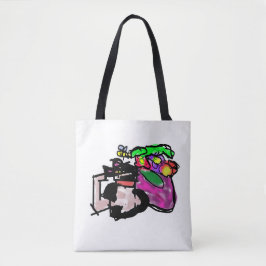Katze und Frühlingsblumen Tasche