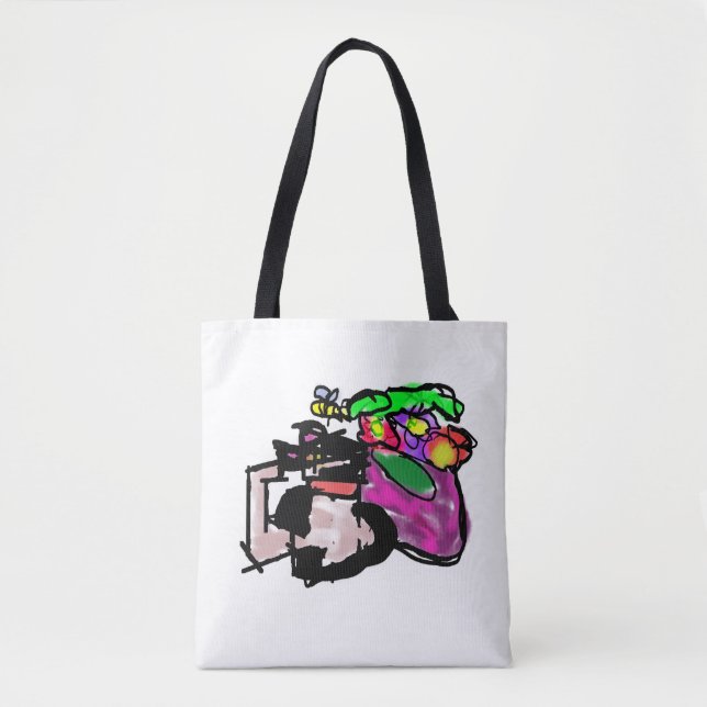 Katze und Frühlingsblumen  Tasche (Vorderseite)