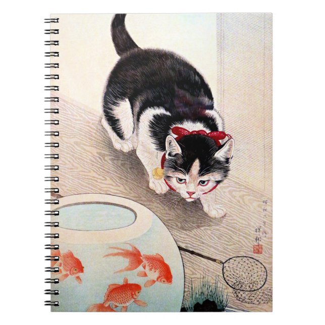 Katze und Goldfischglas Notizblock (Vorderseite)