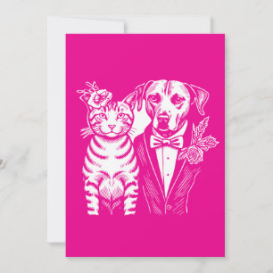 Katze und Hund als Paar in formeller Hochzeitsklei Einladung