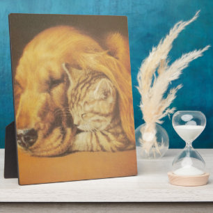 Katze und Hund Fotoplatte