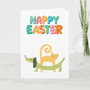 KATZE UND HUND FRÖHLICHE OSTERN DIGITAL DOWNLOAD KARTE