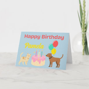 KATZE UND HUND GLÜCKEN BIRTHDAKARTE KARTE