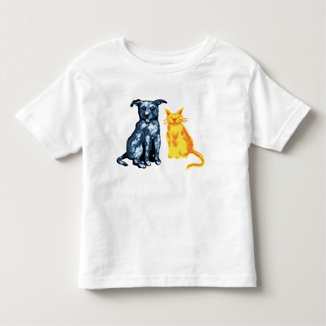 Katze und Hund Kleinkind T-shirt (Vorderseite)