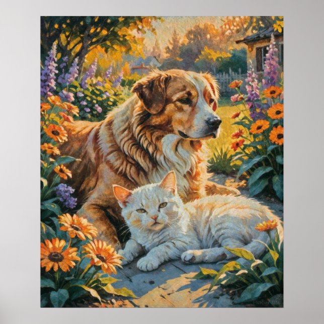 Katze und Hund Poster (Vorne)