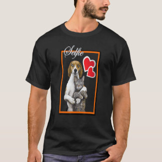 Katze und Hund Selfie Art T-Shirt