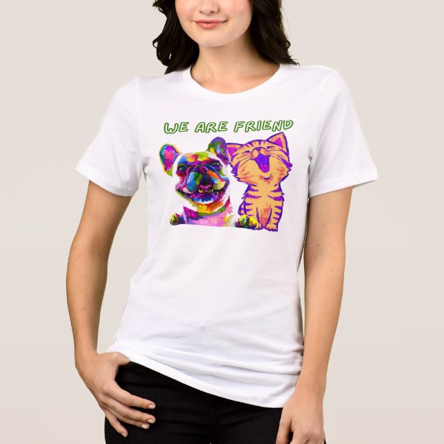 Katze und Hund sind Freunde des T - Shirt (Vorderseite)