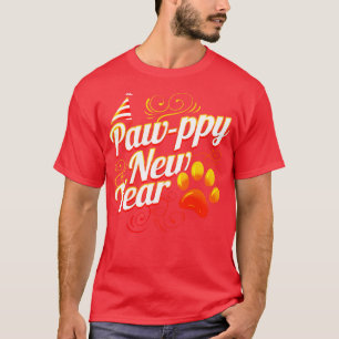 Katze und Hund viel Glück für Neujahr T-Shirt