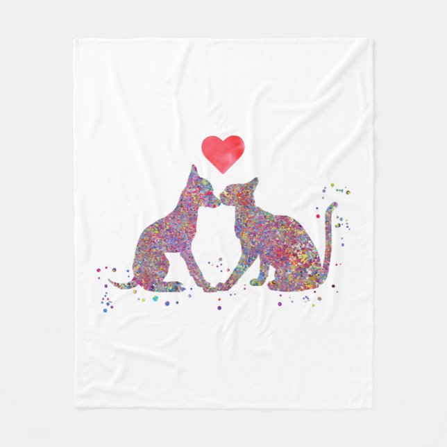 Katze und Hunde küssen Fleecedecke (Vorderseite)