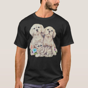 Katze und Hunde Welpen Liebe T-Shirt