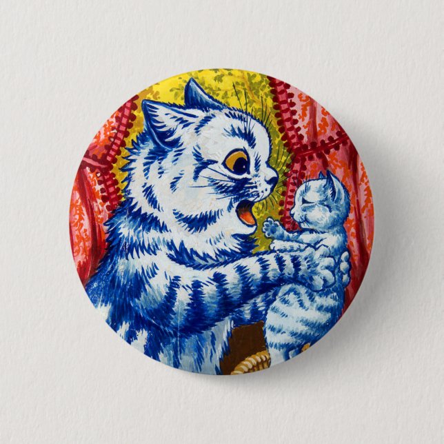 Katze und ihre Kätzchen Button (Vorderseite)