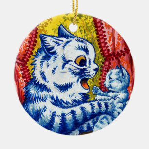 Katze und ihre Kätzchen Keramik Ornament