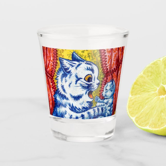 Katze und ihre Kätzchen Schnapsglas (Vorderseite)