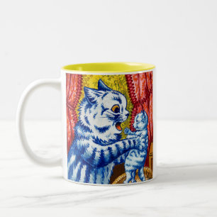 Katze und ihre Kätzchen Zweifarbige Tasse