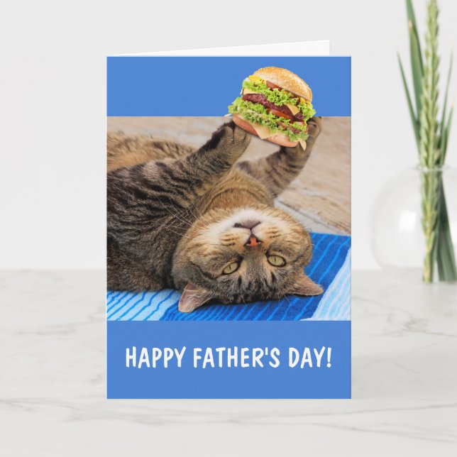 Katze und Junk Food Vatertag Karte (Vorderseite)