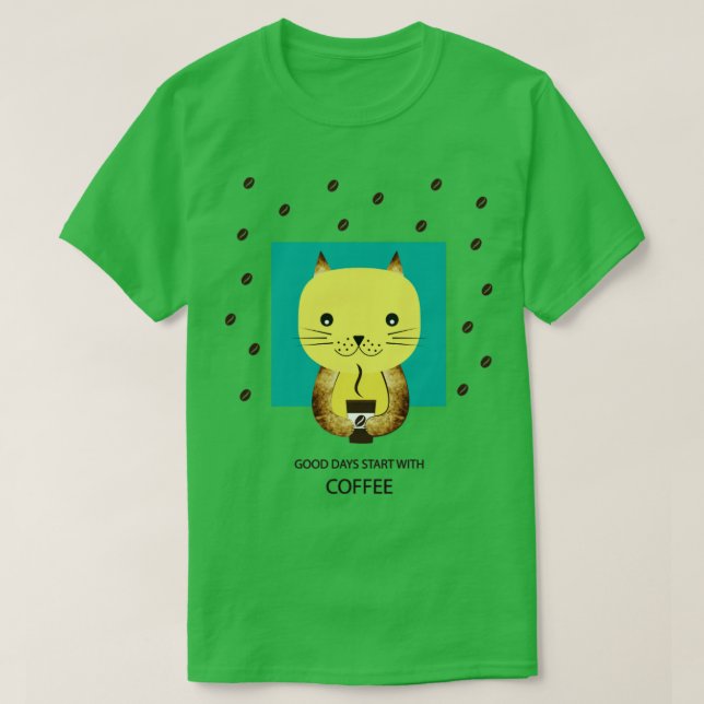 Katze und Kaffee T-Shirt (Design vorne)
