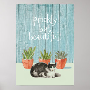 Katze und Kakteen paddelig, aber schön Poster