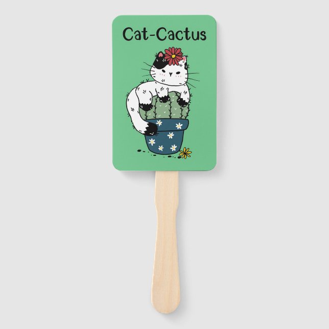 Katze und Kaktus Fächer (Vorderseite)