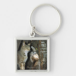 Katze und Kätzchen durch Baum Schlüsselanhänger