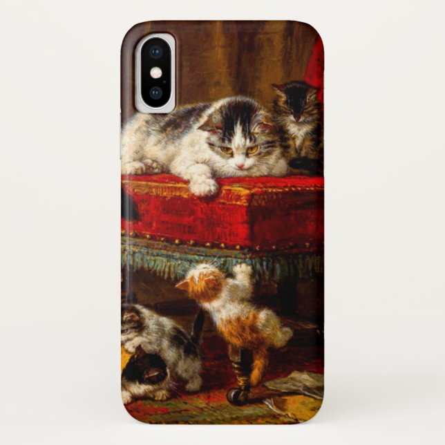 Katze und Kätzchen spielen mit Stuhl Case-Mate iPhone Hülle (Rückseite)