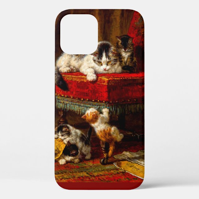 Katze und Kätzchen spielen mit Stuhl Case-Mate iPhone Hülle (Rückseite)