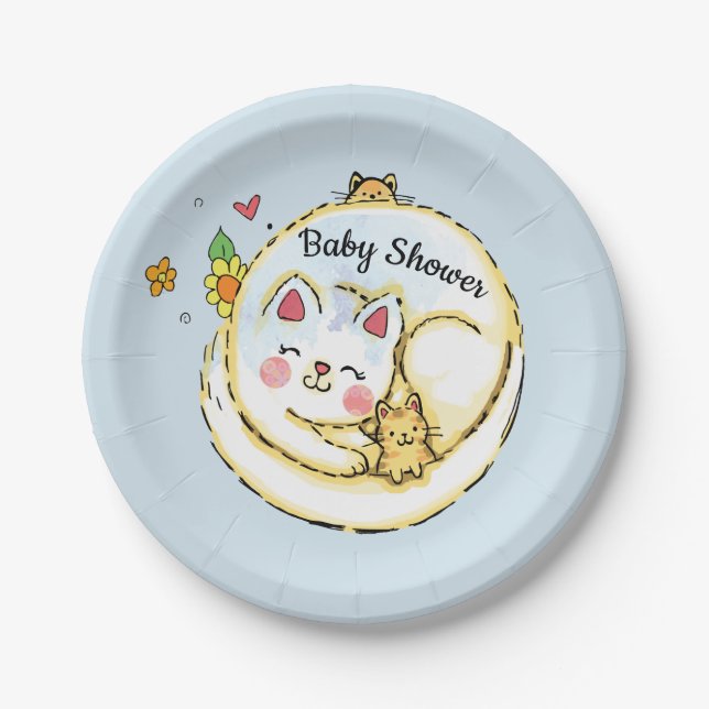 Katze und Kittens Baby Dusche Party Plättchen Pappteller (Vorderseite)