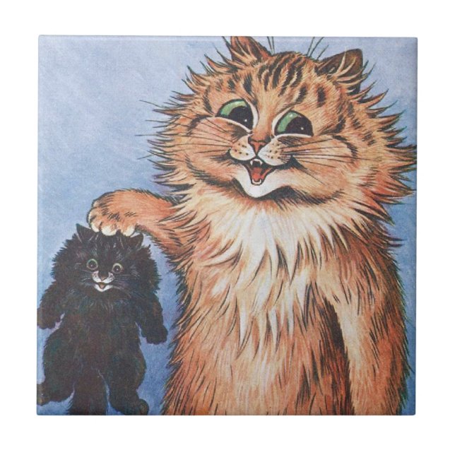 Katze und Kittens, Louis Wain Fliese (Vorderseite)
