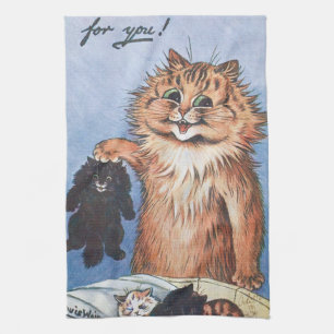 Katze und Kittens, Louis Wain Geschirrtuch