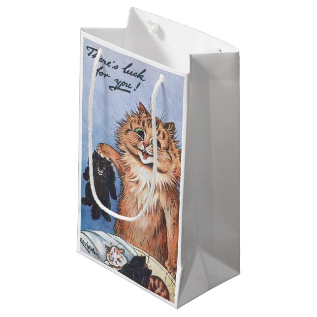 Katze und Kittens, Louis Wain Kleine Geschenktüte (Vorderseite Schrägansicht)