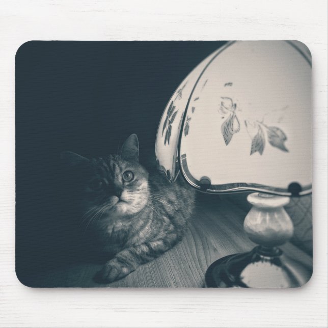 Katze- und Lampennoir-Style-Fotografie Mousepad (Vorne)