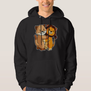 Katze und Löwe Niedliche Kätzchen umarmende Tiere Hoodie