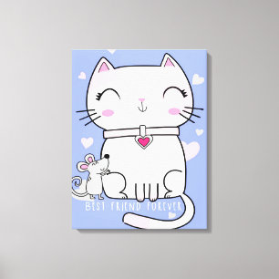 Katze und Maus Beste Freunde, Funny Cat Kitten Ges Leinwanddruck
