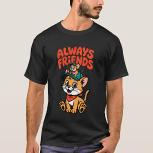 Katze und Maus Freunde Cartoon-Illustration T-Shirt