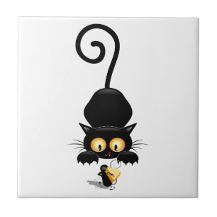 Katze und Maus mit Käse Fun Cartoon Charaktere Fliese