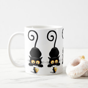 Katze und Maus mit Käse Fun Cartoon Charaktere Kaffeetasse