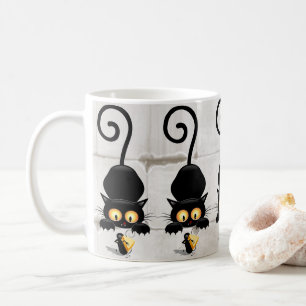 Katze und Maus mit Käse Fun Cartoon Charaktere Kaffeetasse