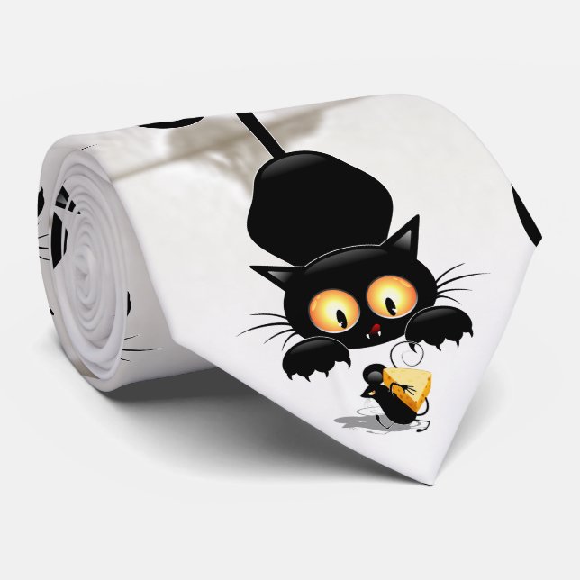 Katze und Maus mit Käse Fun Cartoon Charaktere Krawatte (Gerollt)