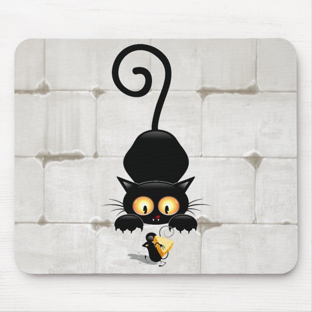 Katze und Maus mit Käse Fun Cartoon Charaktere Mousepad (Vorne)