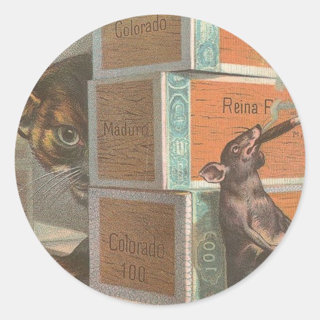 Katze und Maus Runder Aufkleber (Vorderseite)