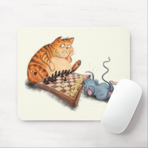 Katze und Maus spielen Schach-Mauspad Mousepad