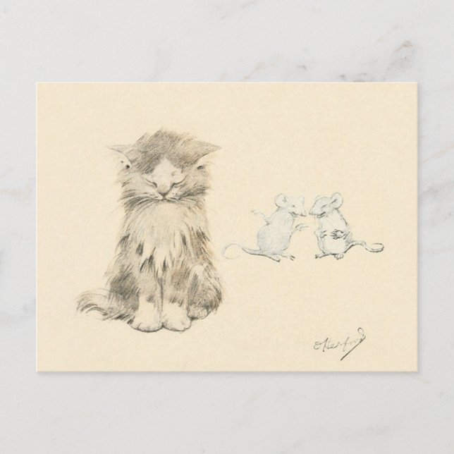 Katze und Mäuse Postkarte (Vorderseite)