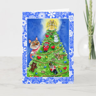 Katze und Mäuse Weihnachts- oder Feiertagskarte