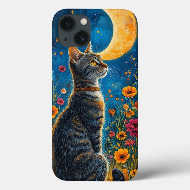 Katze und Mond Case-Mate iPhone Hülle (Rückseite)
