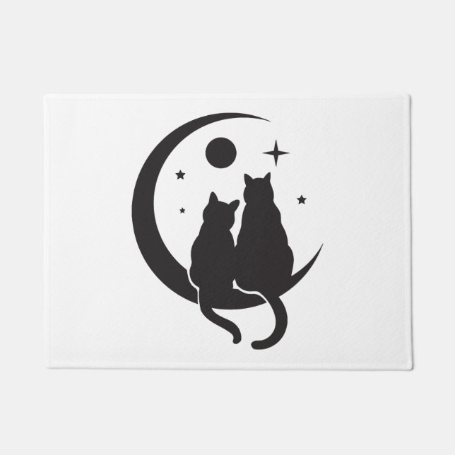 Katze und Mond  Fußmatte (Vorderseite)