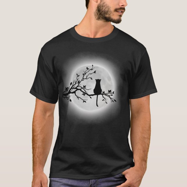 Katze und Mond T-Shirt (Vorderseite)