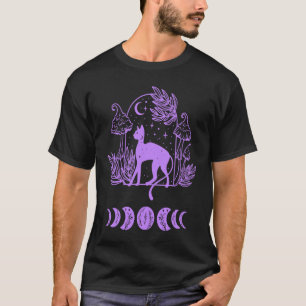 Katze und Mondphasen-Hexen-Neuzeit-Violett Damen T-Shirt